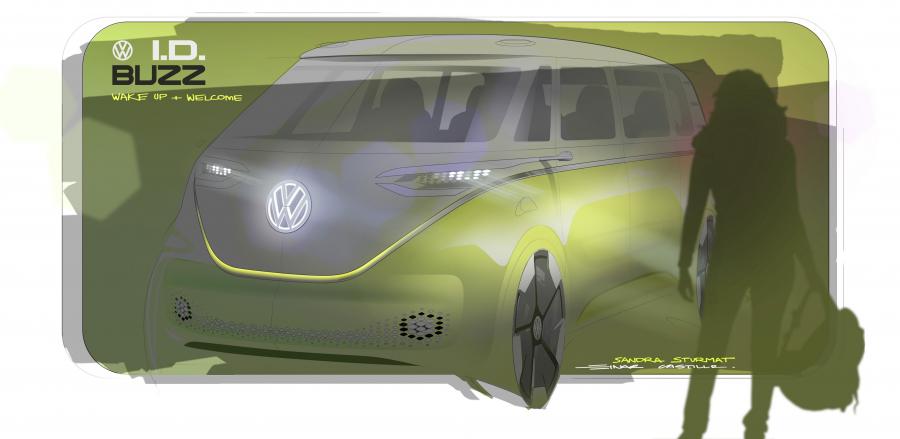 Эскиз Volkswagen I.D. Buzz 2017 года  (фото 30 из 82)